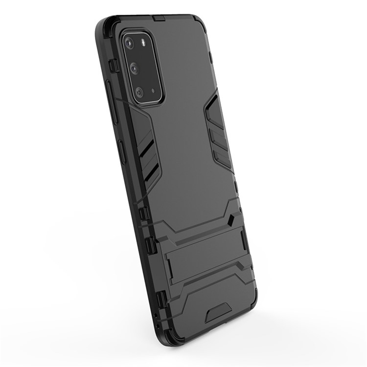 Case Combo de Plástico + TPU Con Kickstand Para Samsung Galaxy S20 Plus - Negro