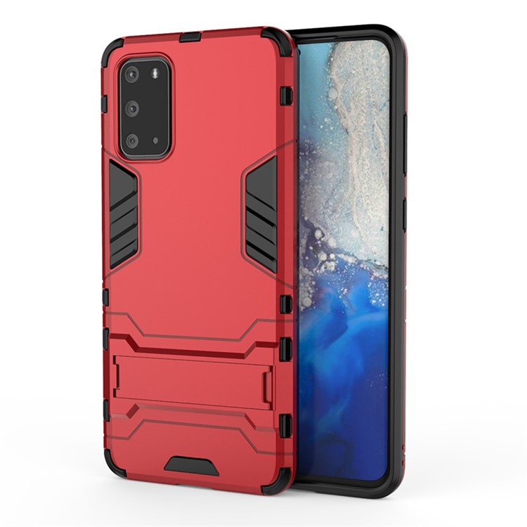 Plastik + TPU -combo -hülle Mit Kickstand Für Samsung Galaxy S20 Plus - Rot