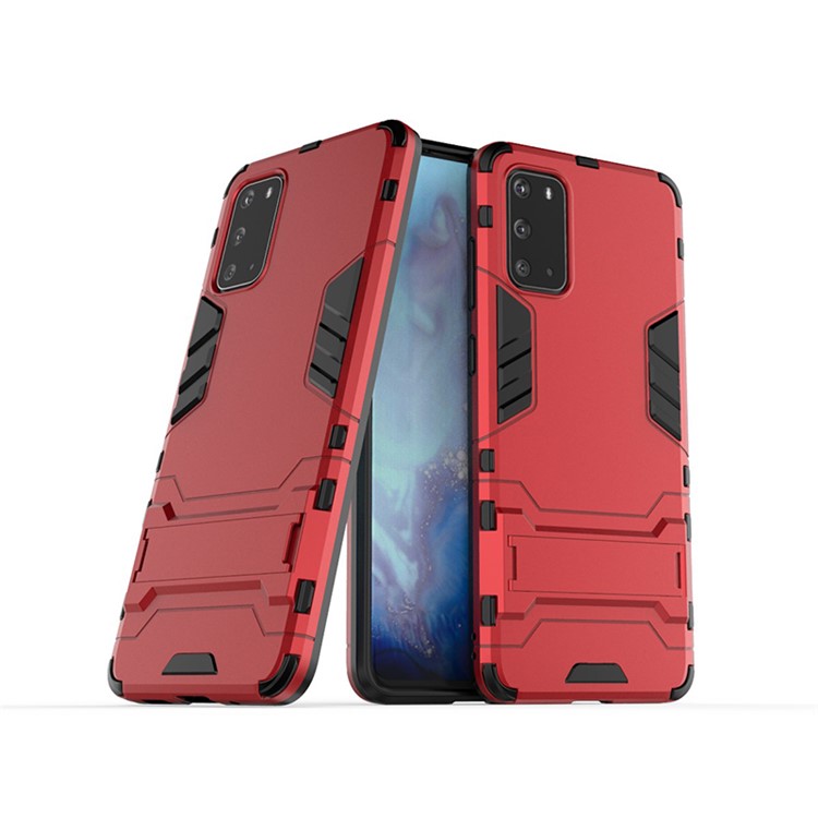 Plastik + TPU -combo -hülle Mit Kickstand Für Samsung Galaxy S20 Plus - Rot