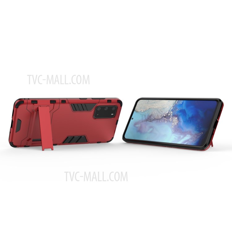 Plastic + TPU Hybrid Shell with Kickstand for Samsung Galaxy S20 Ultra - Red-4