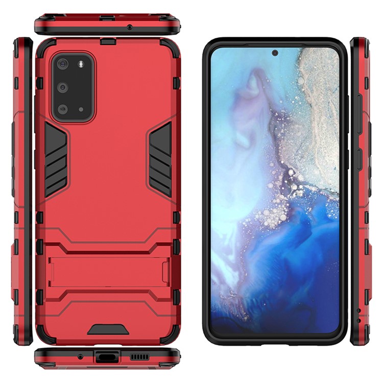 Plastic + TPU Hybrid Case Shell with Kickstand for Samsung Galaxy S20 - Red-3