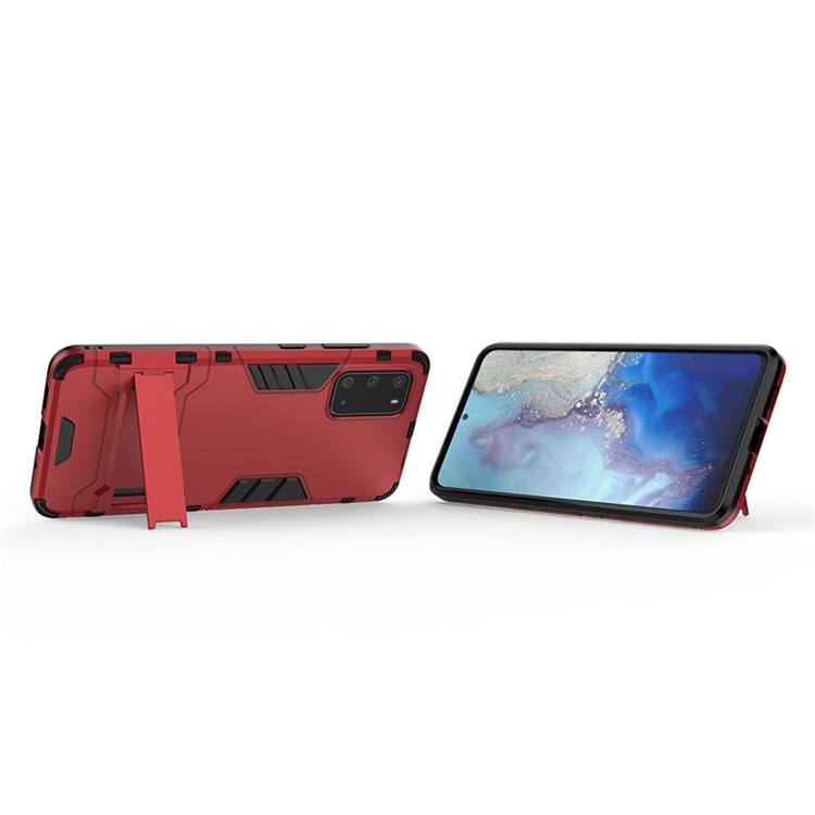Plastic + TPU Hybrid Case Shell with Kickstand for Samsung Galaxy S20 - Red-4