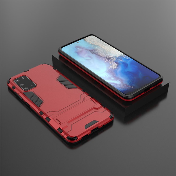 Plastic + TPU Hybrid Case Shell with Kickstand for Samsung Galaxy S20 - Red-5