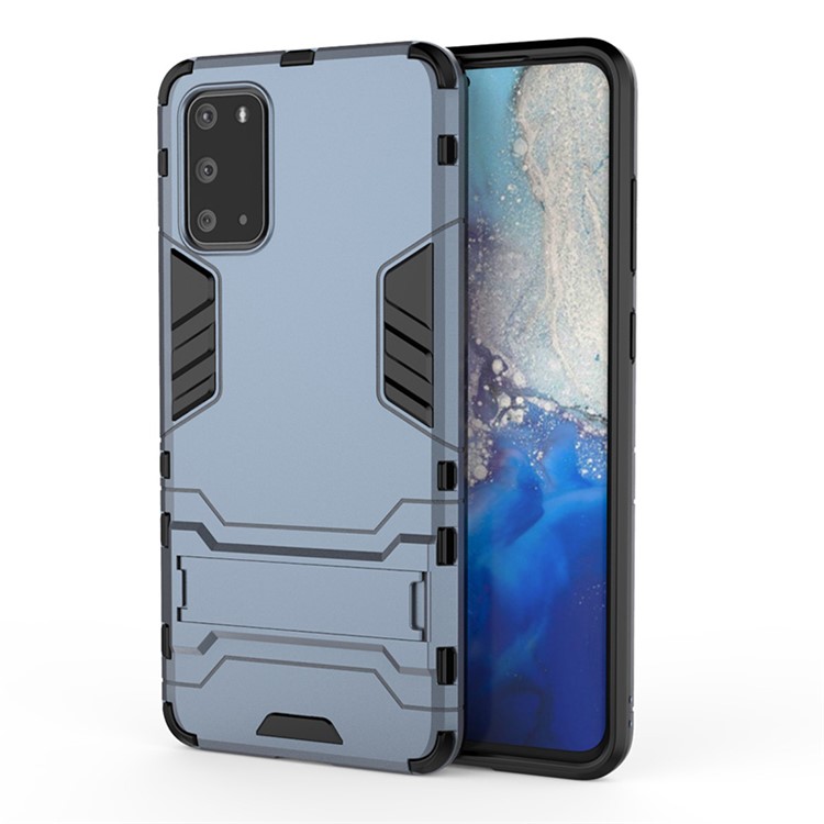 Plastic + TPU Hybrid Case Shell with Kickstand for Samsung Galaxy S20 - Dark Blue-1
