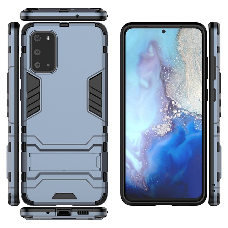 Plastic + TPU Hybrid Case Shell with Kickstand for Samsung Galaxy S20 - Dark Blue-3