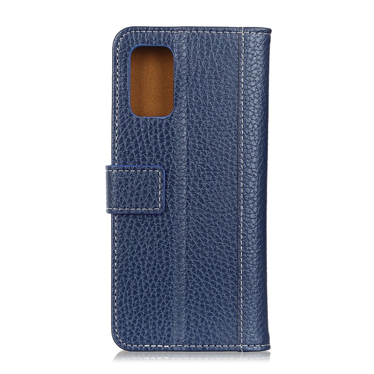 Litchi Skin Leather Wallet Stand Case for Samsung Galaxy A51 - Blue-7