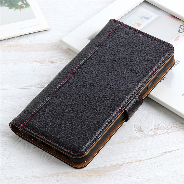 Litchi Skin Leather Stand Case with Card Slots for Samsung Galaxy A71 - Black-10