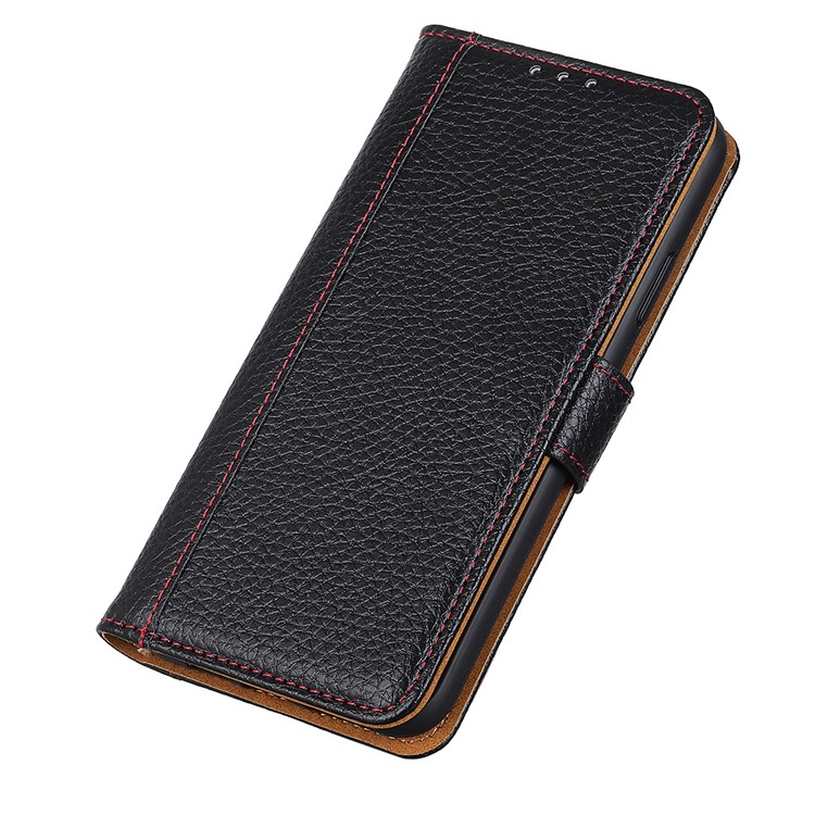 Litchi Skin Leather Stand Case with Card Slots for Samsung Galaxy A71 - Black-6