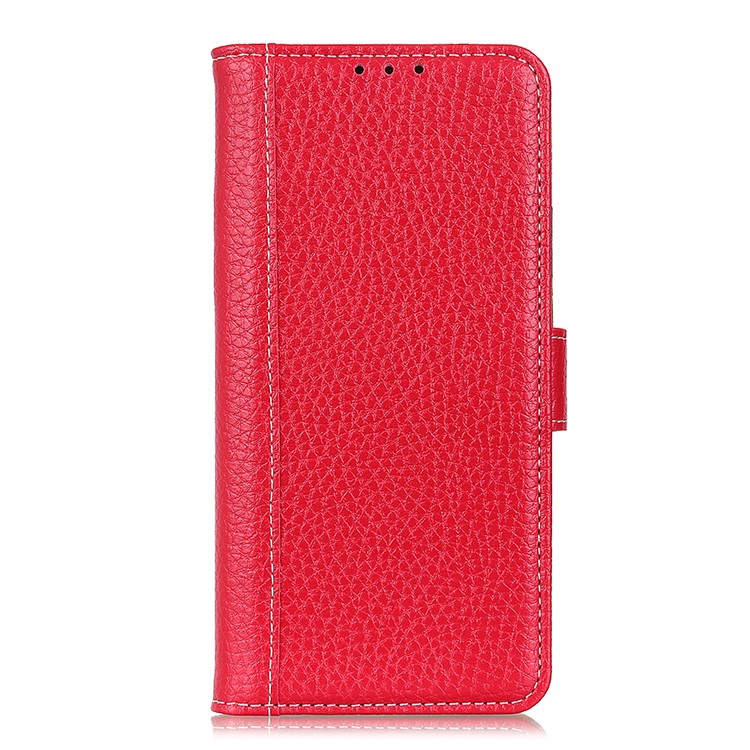 Litchi Skin Leather Stand Case with Card Slots for Samsung Galaxy A71 - Red-5