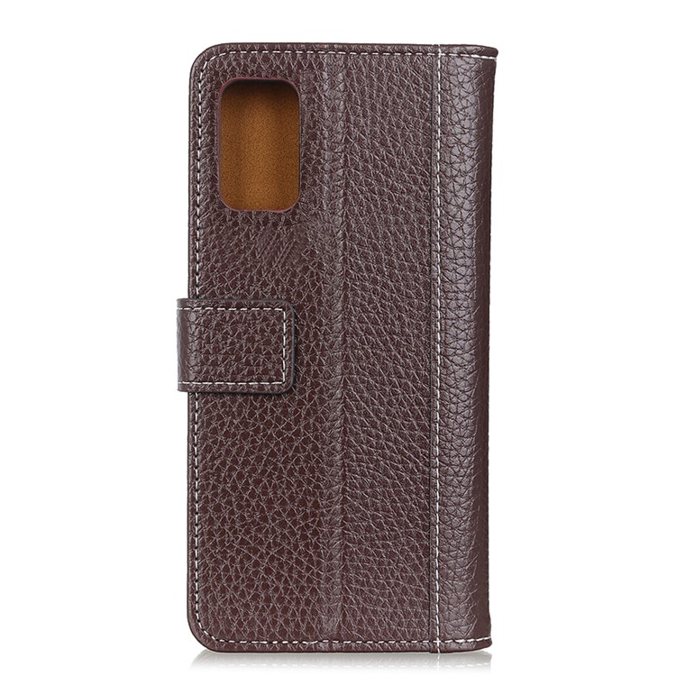 Litchi Surface Wallet Leather Cover for Samsung Galaxy S20 Plus - Coffee-7
