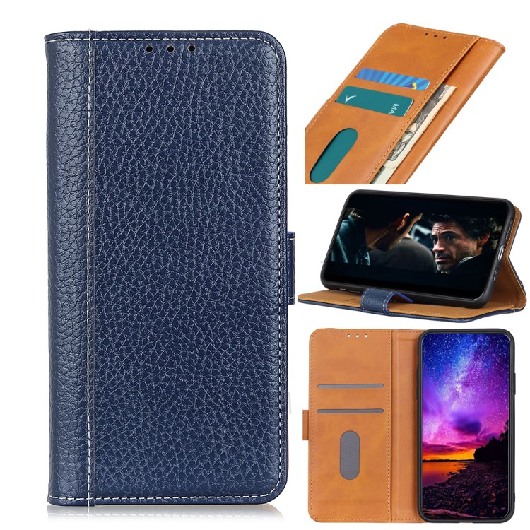 Litchi Surface Leather Wallet Case for Samsung Galaxy S20 Ultra - Blue-1