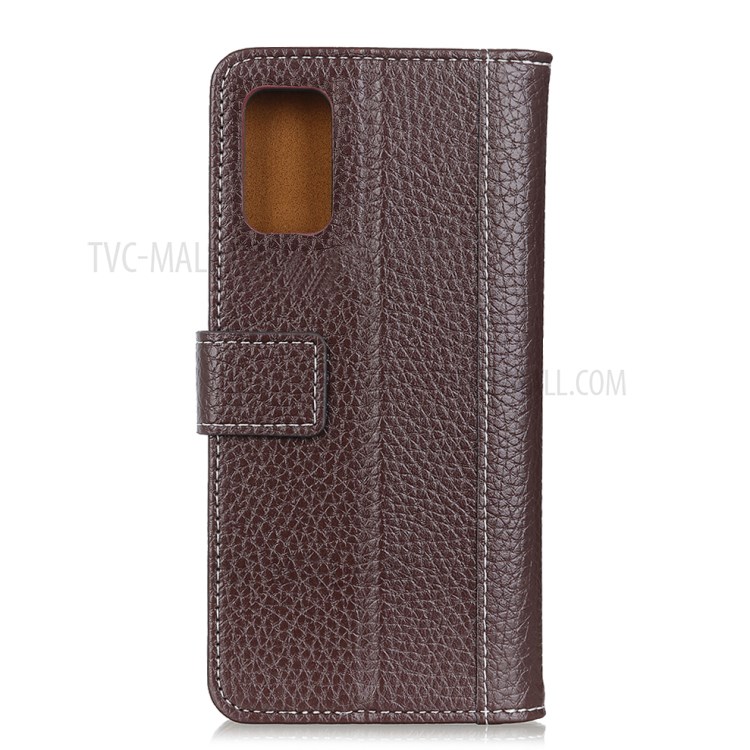 Litchi Surface Leather Wallet Case for Samsung Galaxy S20 Ultra - Brown-7