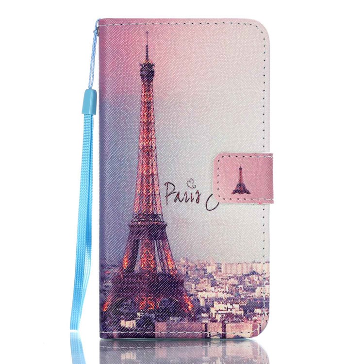 Patterned Leather Wallet Stand Case for Samsung Galaxy J5 (2016) - Paris Tower-1