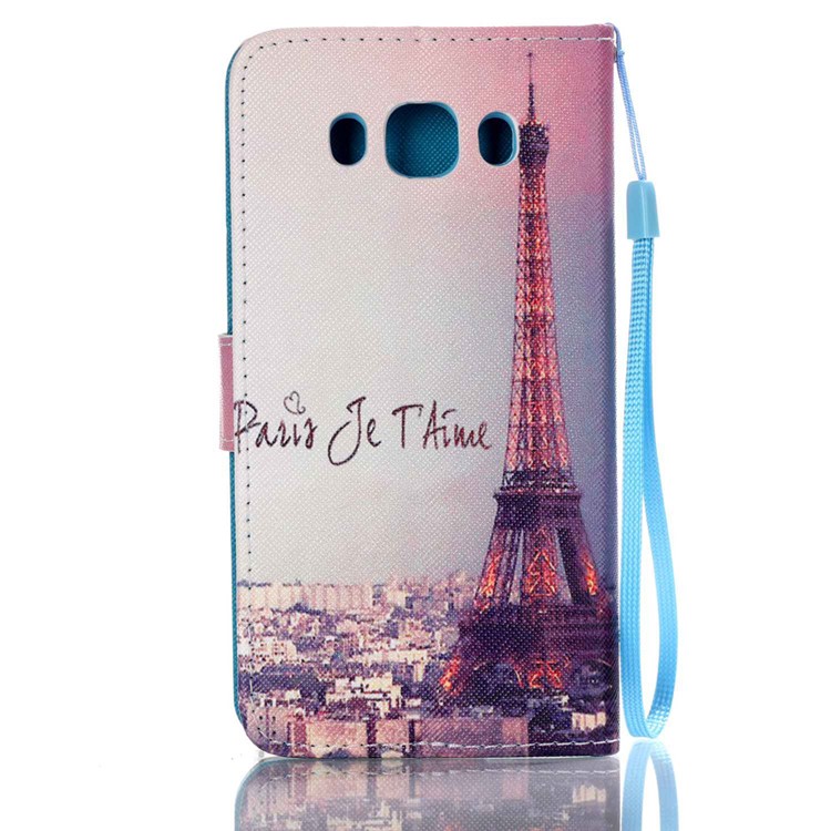 Patterned Leather Wallet Stand Case for Samsung Galaxy J5 (2016) - Paris Tower-2