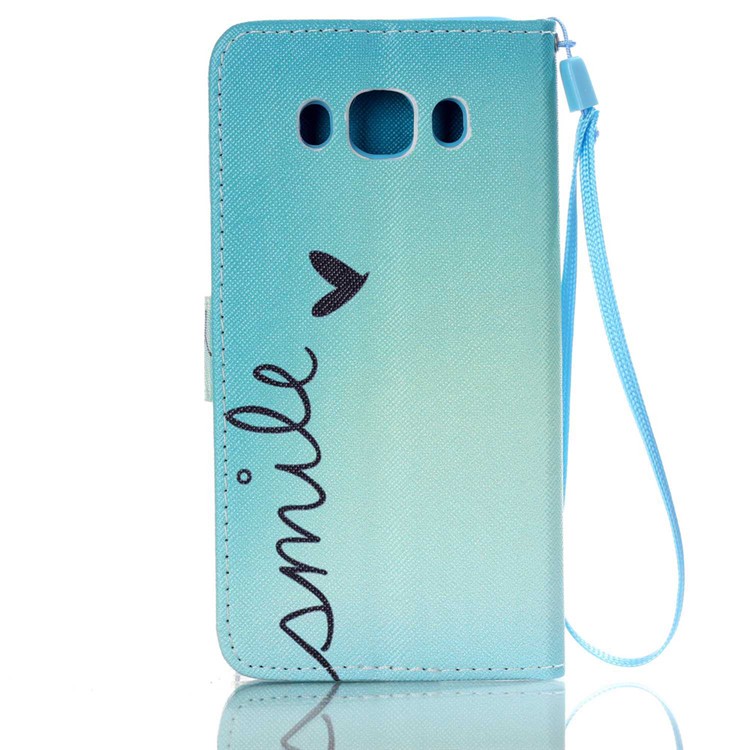 Patterned Leather Wallet Stand Cover for Samsung Galaxy J5 (2016) - Calligraphy and Hearts-2