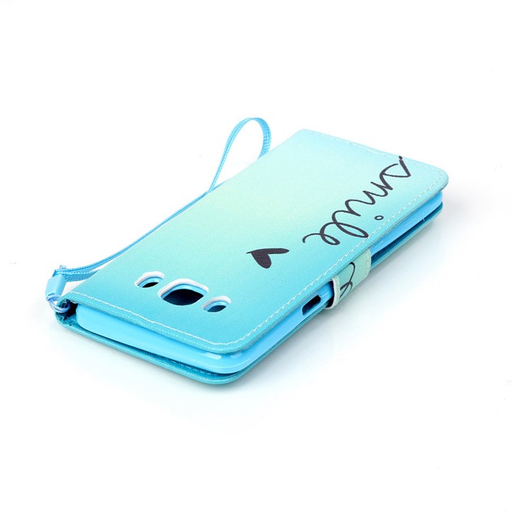 Patterned Leather Wallet Stand Cover for Samsung Galaxy J5 (2016) - Calligraphy and Hearts-5