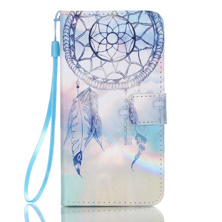 Patterned Leather Wallet Flip Case for Samsung Galaxy J5 (2016) - Dream Catcher and Rainbow-1