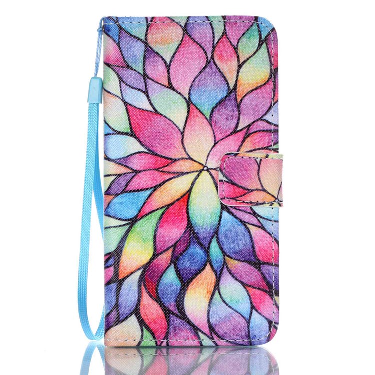 Patterned Leather Wallet Flip Cover for Samsung Galaxy J5 (2016) - Colorful Lotus-1