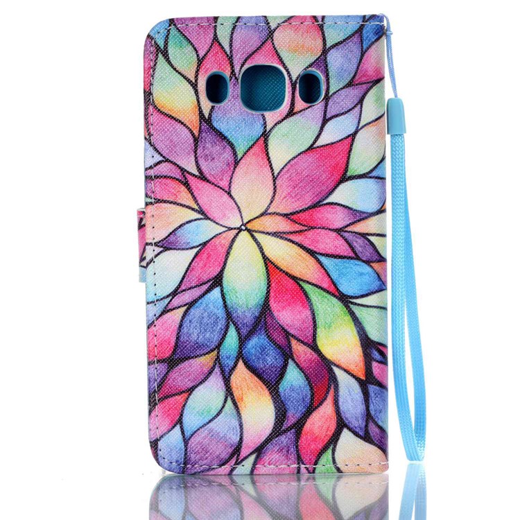Patterned Leather Wallet Flip Cover for Samsung Galaxy J5 (2016) - Colorful Lotus-2