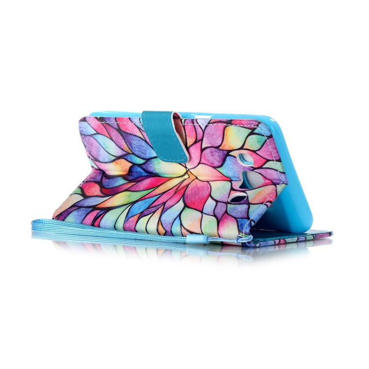 Patterned Leather Wallet Flip Cover for Samsung Galaxy J5 (2016) - Colorful Lotus-3