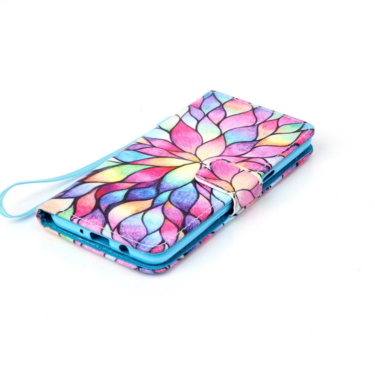 Patterned Leather Wallet Flip Cover for Samsung Galaxy J5 (2016) - Colorful Lotus-4