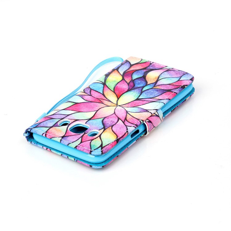 Patterned Leather Wallet Flip Cover for Samsung Galaxy J5 (2016) - Colorful Lotus-5
