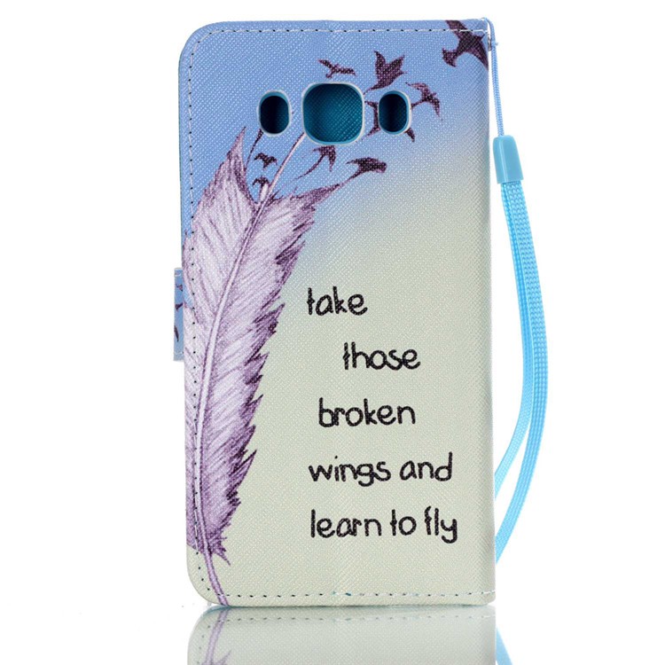 Patterned Leather Wallet Flip Shell for Samsung Galaxy J5 (2016) - Feather and Birds-2