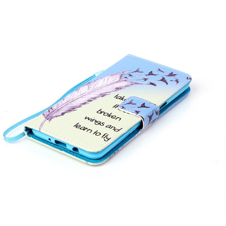 Patterned Leather Wallet Flip Shell for Samsung Galaxy J5 (2016) - Feather and Birds-4
