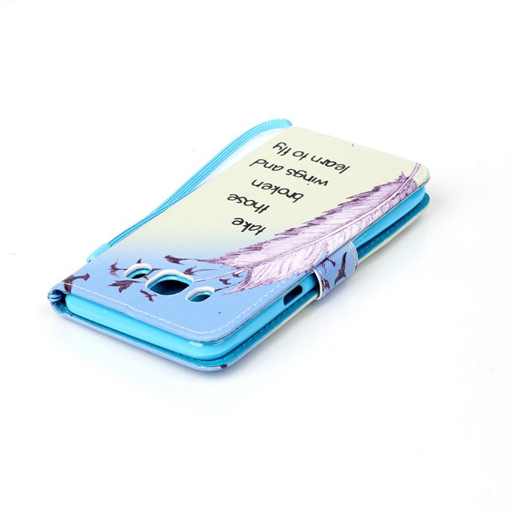 Patterned Leather Wallet Flip Shell for Samsung Galaxy J5 (2016) - Feather and Birds-5
