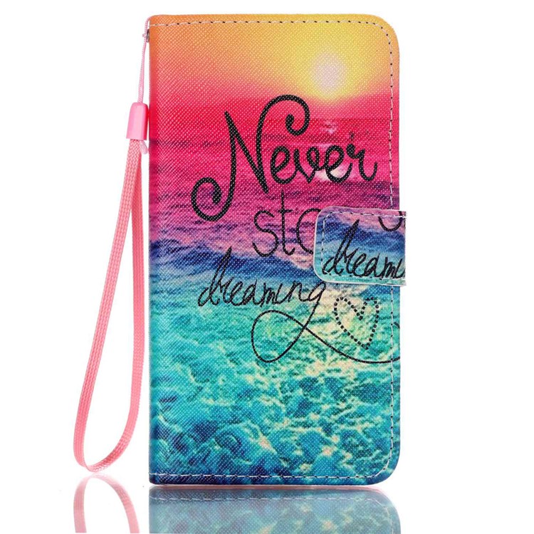 Patterned Leather Wallet Phone Cover for Samsung Galaxy J5 (2016) - Never Stop Dreaming-1