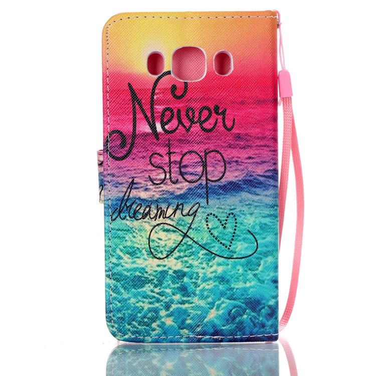 Patterned Leather Wallet Phone Cover for Samsung Galaxy J5 (2016) - Never Stop Dreaming-2