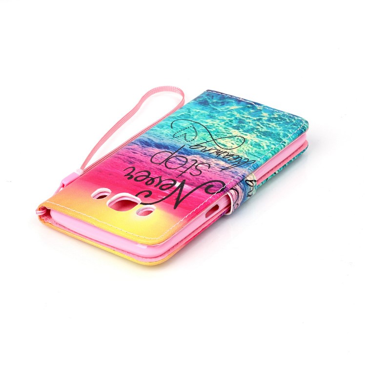 Patterned Leather Wallet Phone Cover for Samsung Galaxy J5 (2016) - Never Stop Dreaming-5
