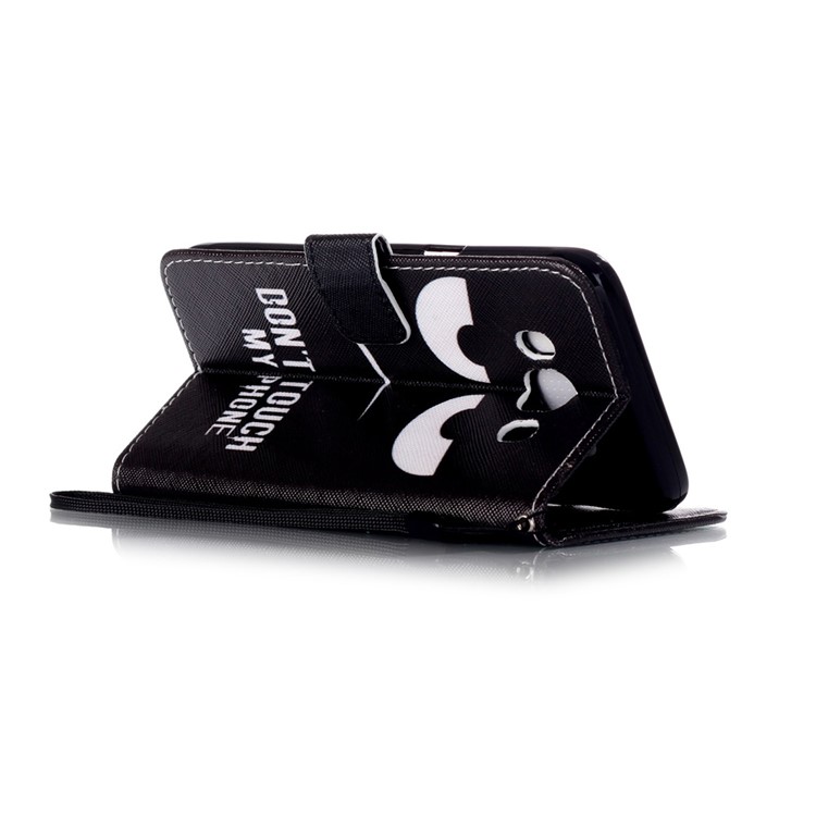 Patterned Leather Wallet Phone Shell for Samsung Galaxy J5 (2016) - Do Not Touch My Phone-3