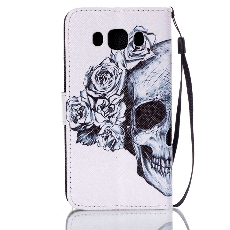 Patterned Leather Card Holder Cover for Samsung Galaxy J5 (2016) - Skull and Rose-2