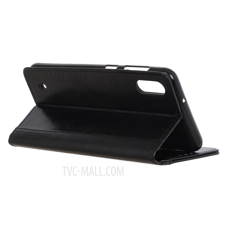 Rivet Decorated Crazy Horse Leather Wallet Stand Case for Samsung Galaxy A01 - Black-11