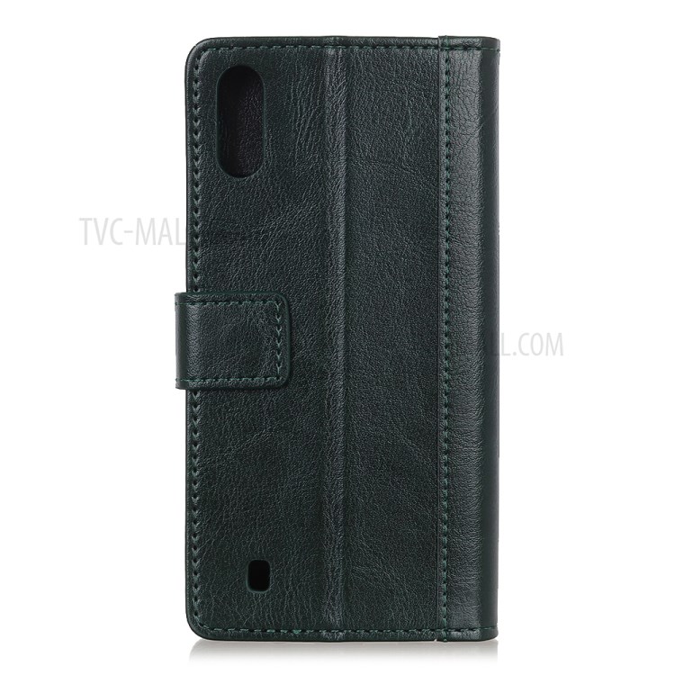 Rivet Decorated Crazy Horse Leather Wallet Stand Case for Samsung Galaxy A01 - Green-6