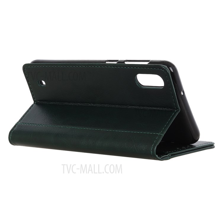 Rivet Decorated Crazy Horse Leather Wallet Stand Case for Samsung Galaxy A01 - Green-7