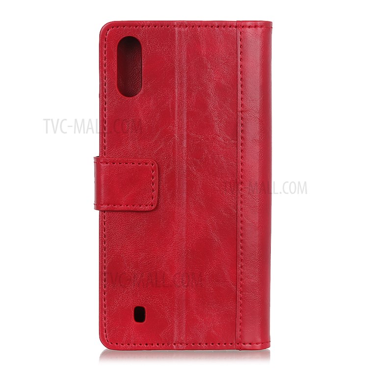 Rivet Decorated Leather Covering for Samsung Galaxy A01 - Red-4