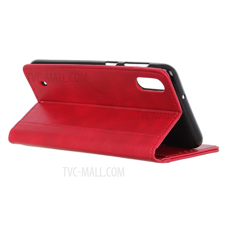 Rivet Decorated Leather Covering for Samsung Galaxy A01 - Red-5