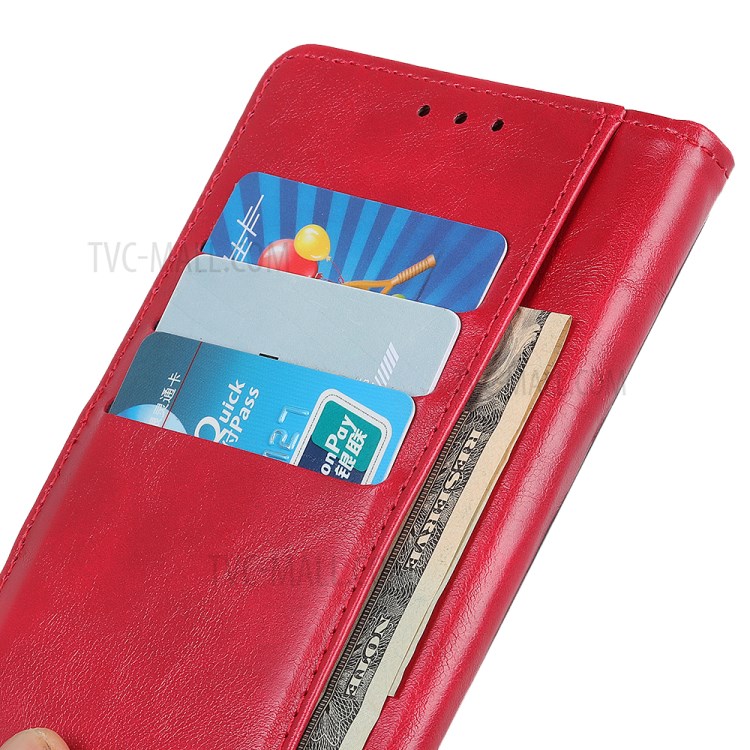 Rivet Decorated Leather Covering for Samsung Galaxy A01 - Red-9