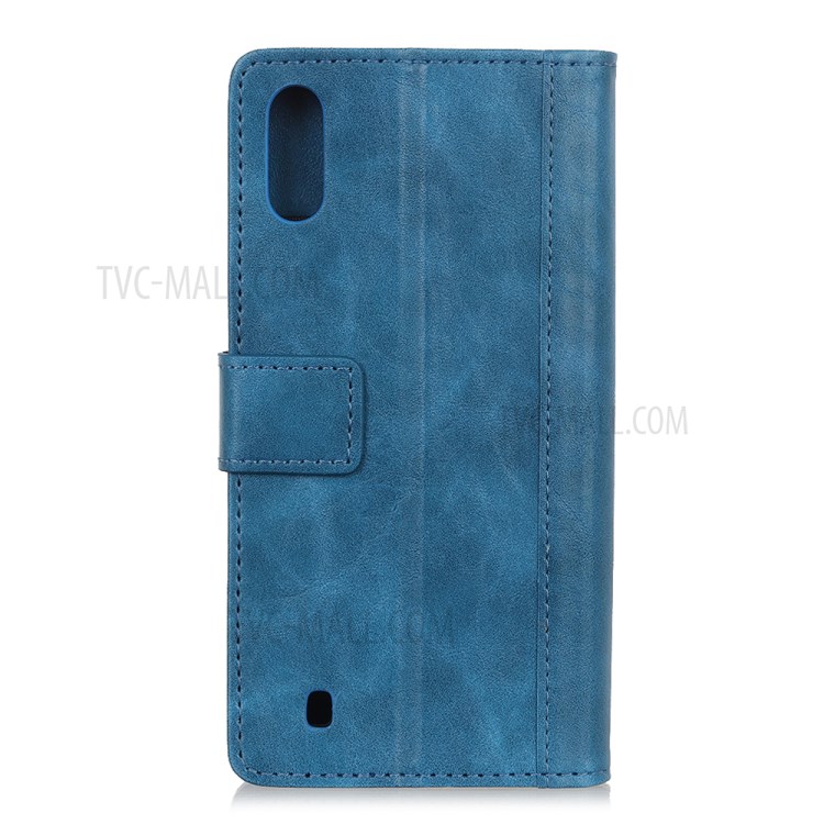 Rivet Decorated Leather Covering for Samsung Galaxy A01 - Blue-2