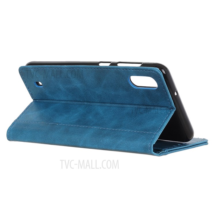 Rivet Decorated Leather Covering for Samsung Galaxy A01 - Blue-3