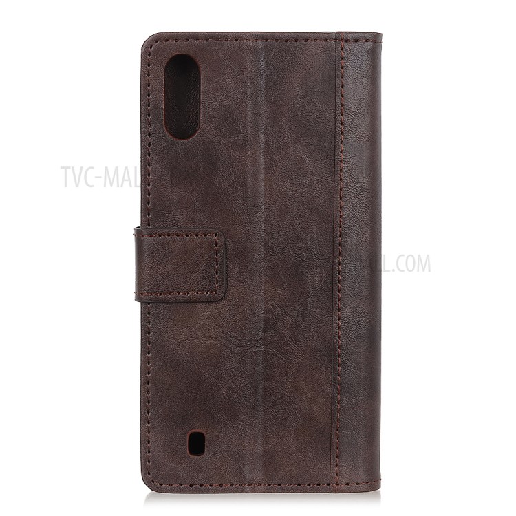 Rivet Decorated Leather Covering for Samsung Galaxy A01 - Coffee-2