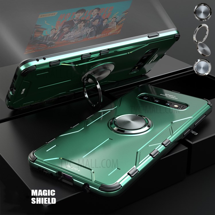 Drop-proof with Kickstand Metal Phone Cover for Samsung Galaxy S10 Plus - Green-1