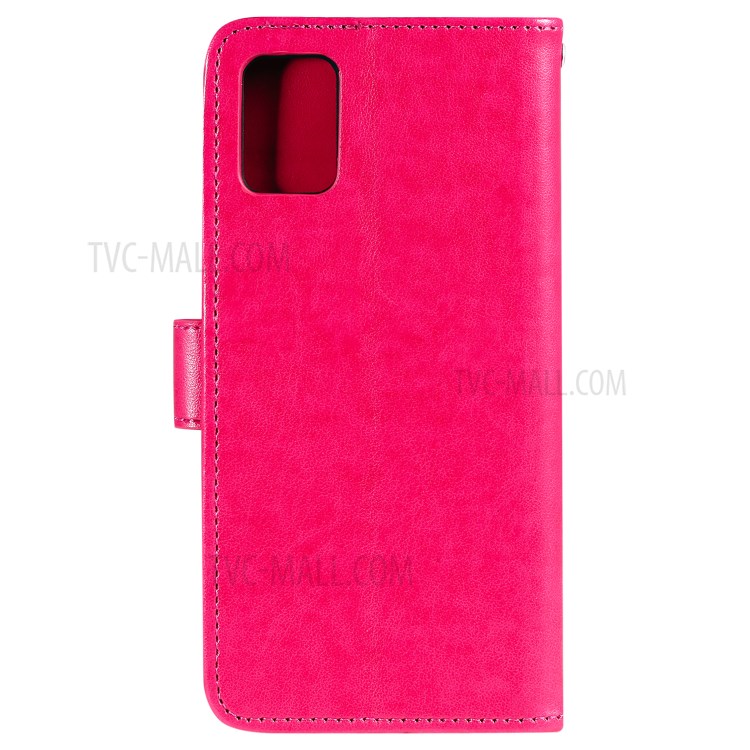 Imprint Sakura Cat Leather Covering with Card Slots for Samsung Galaxy A71 - Rose-2