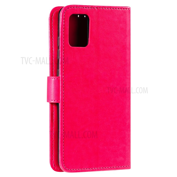 Imprint Sakura Cat Leather Covering with Card Slots for Samsung Galaxy A71 - Rose-3