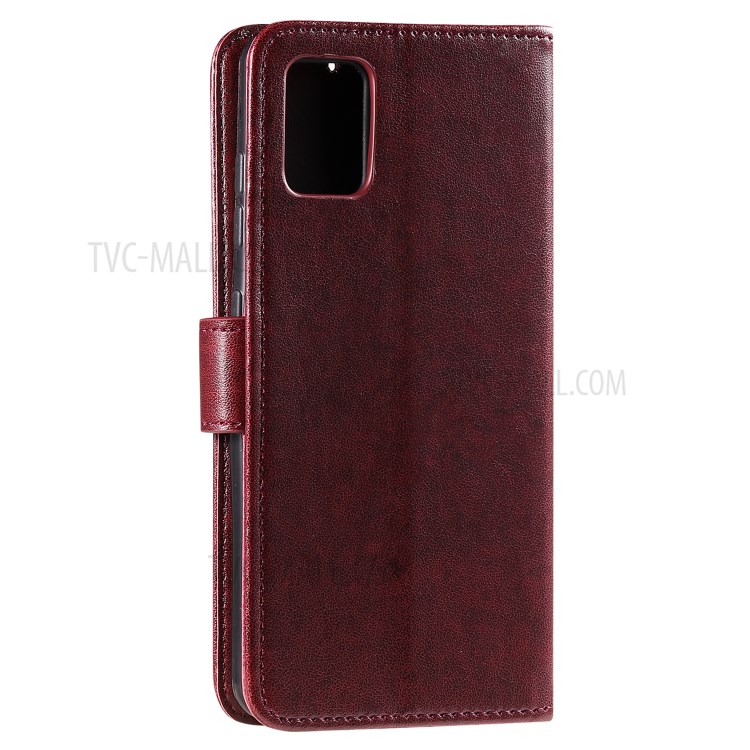 Imprint Sakura Cat Leather Covering with Card Slots for Samsung Galaxy A71 - Coffee-3