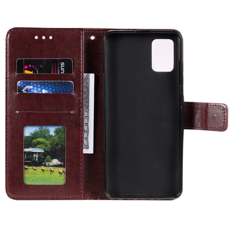 Imprint Sakura Cat Leather Covering with Card Slots for Samsung Galaxy A71 - Coffee-4