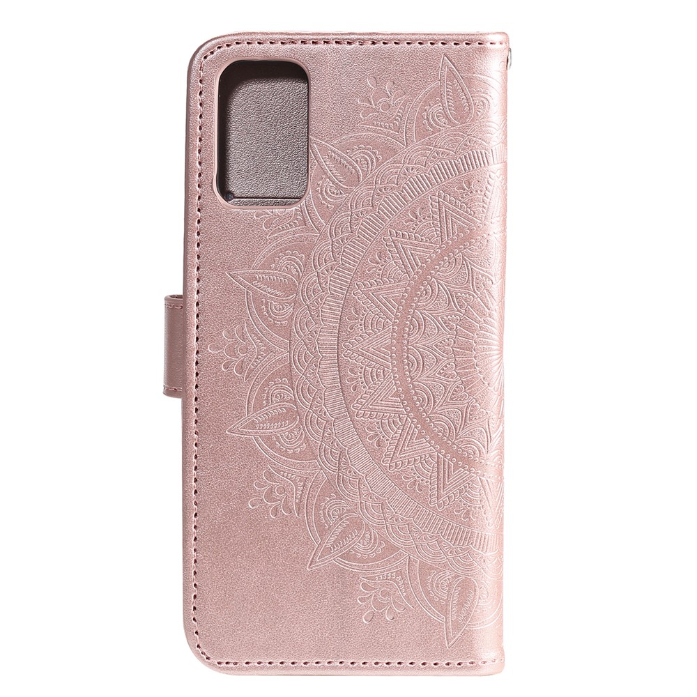 Imprint Flower Leather Wallet Case for Samsung Galaxy S20 - Rose Gold-3
