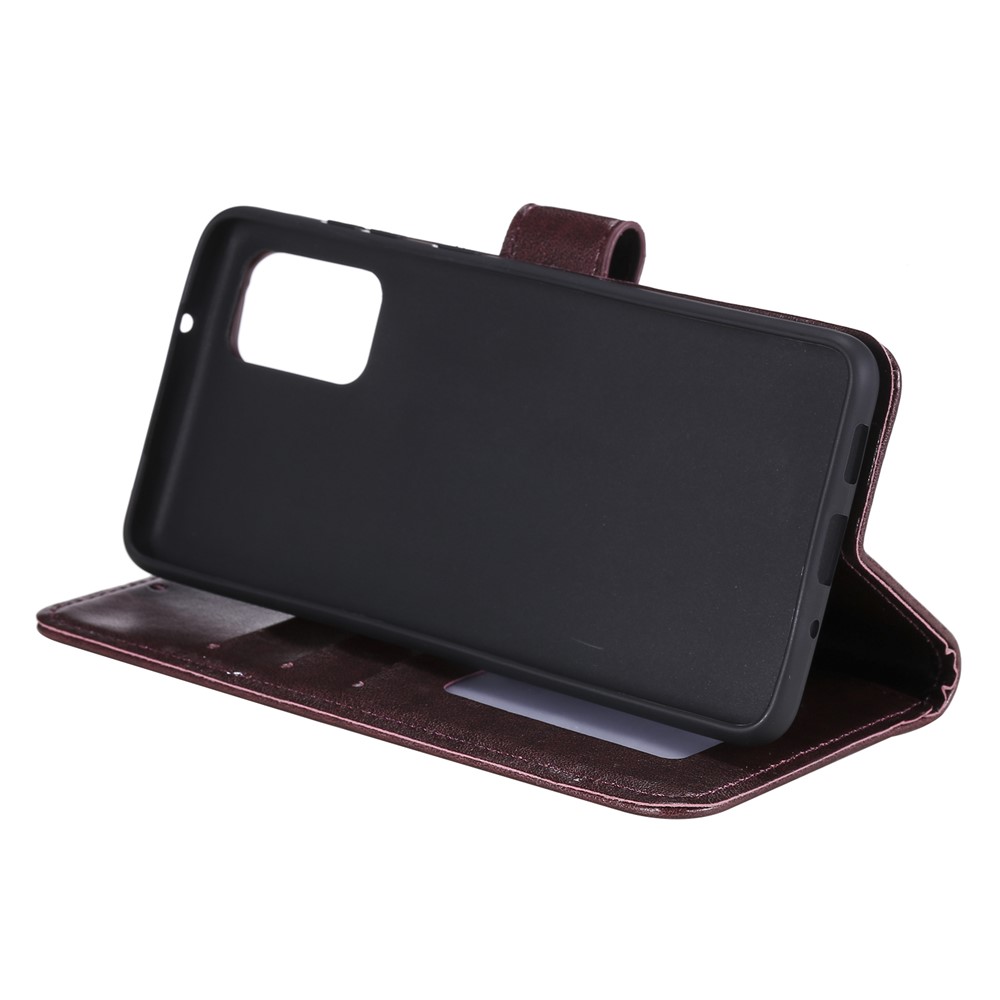 Imprint Flower Leather Wallet Case for Samsung Galaxy S20 - Brown-7